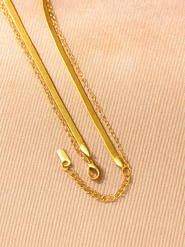 Gold Toned Layered Snake Chain Necklace