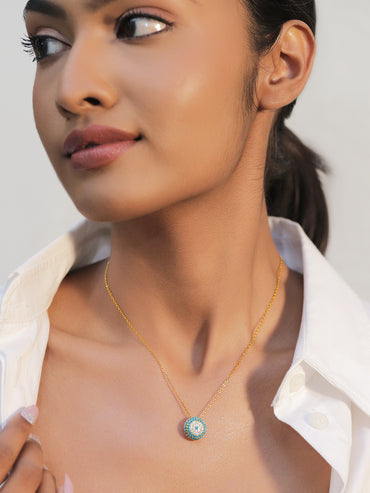 Gold Toned Blue Pendant