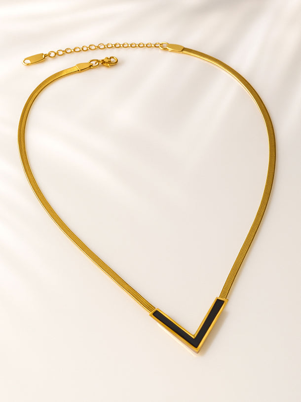 Gold V-Shaped Snake Chain Necklace
