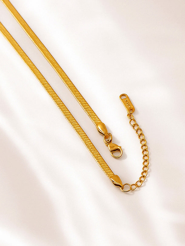 Gold Toned V-Shaped Snake Chain Necklace