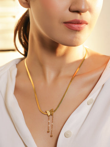 Rubans Voguish 18K Gold-Plated Stainless Steel Tarnish-Free Waterproof Butterfly Necklace