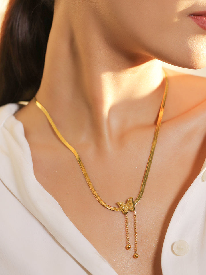 Rubans Voguish 18K Gold-Plated Stainless Steel Tarnish-Free Waterproof Butterfly Necklace