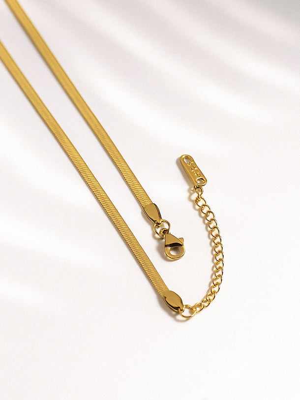 Gold Snake Chain Necklace with Butterfly Charm