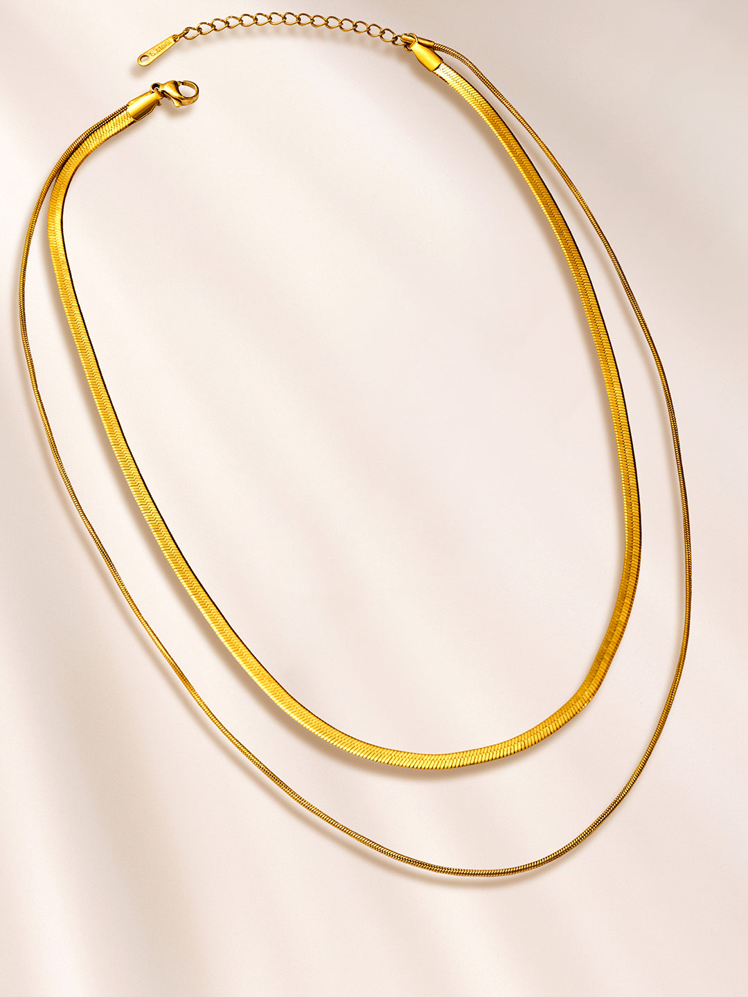 Rubans Voguish 18K Gold-Plated Stainless Steel Tarnish-Free Waterproof Dual Chain Necklace