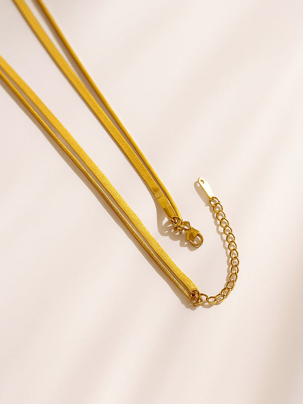 Gold Toned Layered Snake Necklace & Chain