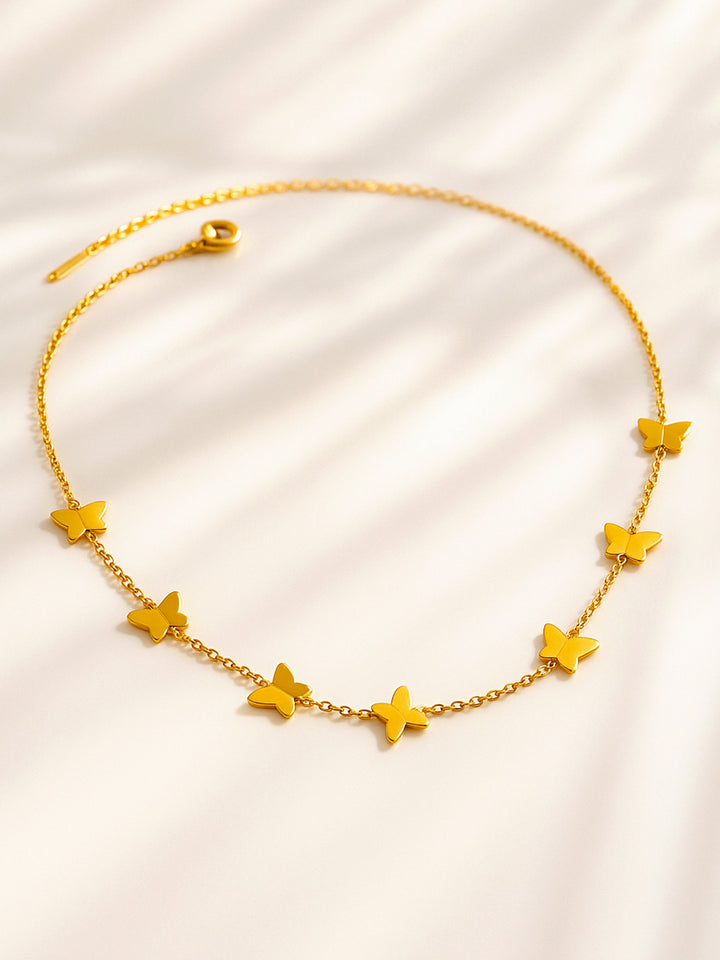 Rubans Voguish 18K Gold-Plated Stainless Steel Tarnish-Free Waterproof Butterfly Necklace