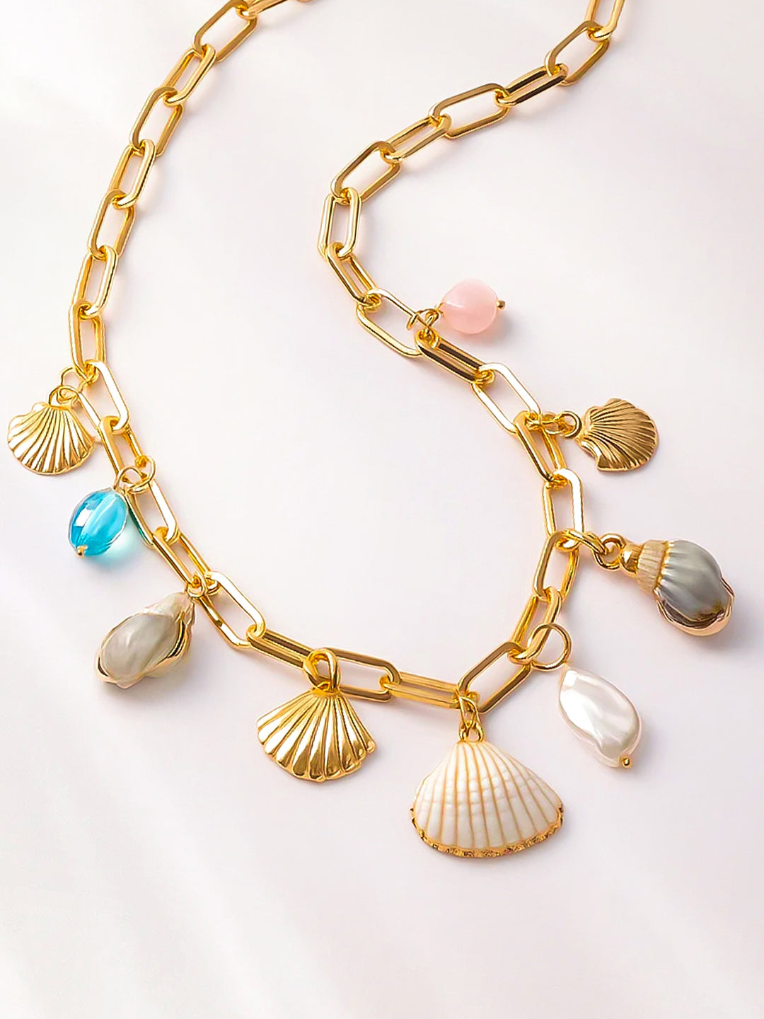 Rubans Voguish 18K Gold-Plated Stainless Steel Tarnish-Free Waterproof Shell Charm Necklace