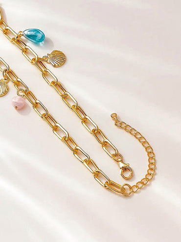 Rubans Voguish 18K Gold-Plated Stainless Steel Tarnish-Free Waterproof Shell Charm Necklace