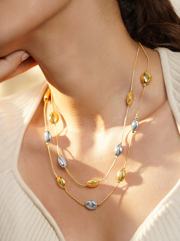 Rubans Voguish 18K Gold-Plated Stainless Steel Tarnish-Free Waterproof Dual-Tone Beaded Necklace