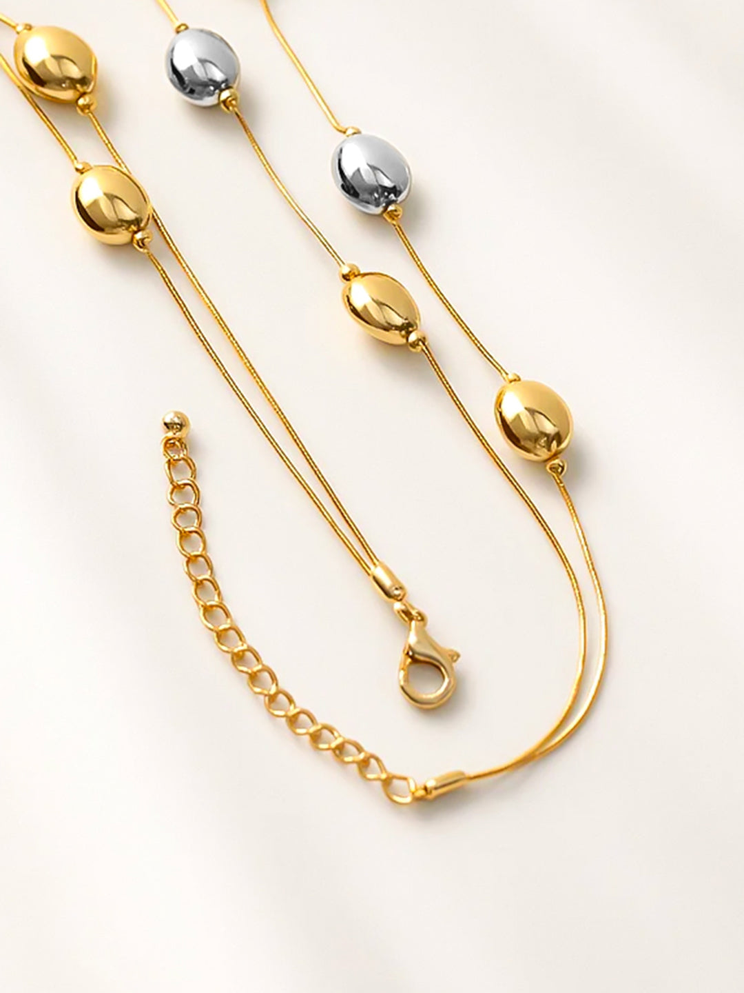 Rubans Voguish 18K Gold-Plated Stainless Steel Tarnish-Free Waterproof Dual-Tone Beaded Necklace