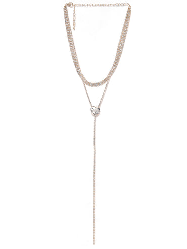Shimmering Crystal Heart Studded Layered Necklace