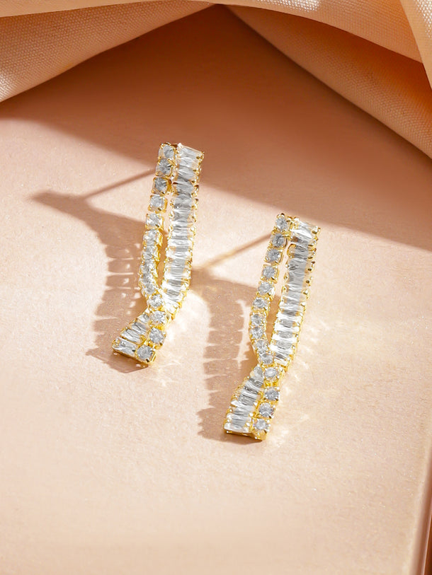 Rubans Voguish 18K Gold-Plated Crystal AD Studded Twisted Pattern Necklace Set