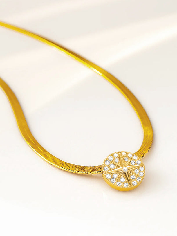 Gold Plated American Diamond Zirconia Studded Northern Star Pendant