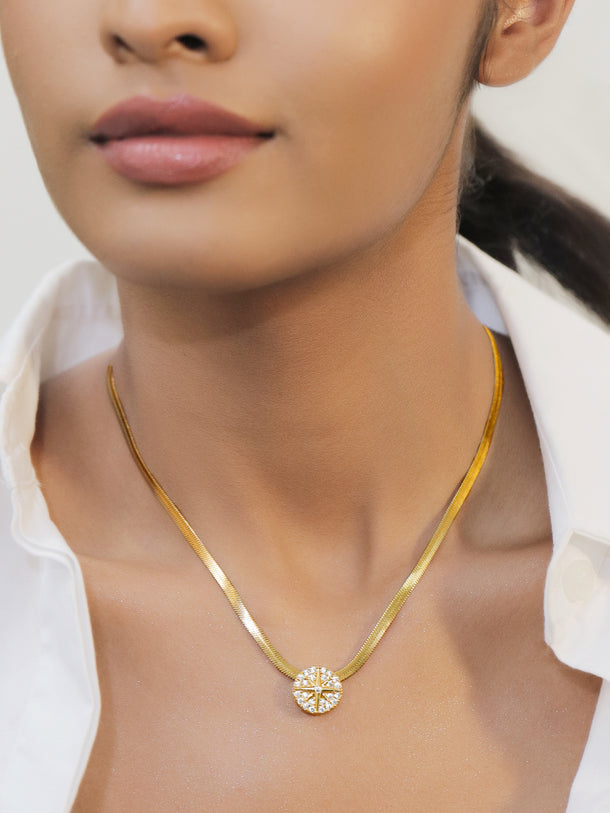 Gold Plated American Diamond Zirconia Studded Northern Star Pendant