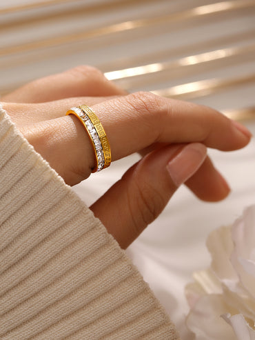 American Diamond Zirconia Cubic Studded Gold Ring