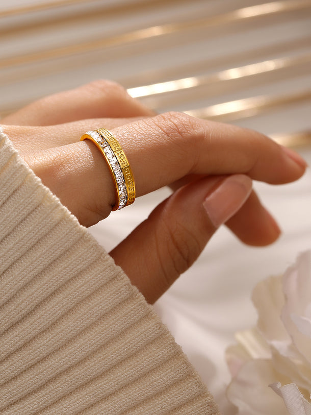 American Diamond Zirconia Cubic Studded Gold Ring