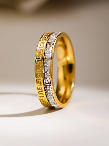 American Diamond Zirconia Cubic Studded Gold Ring