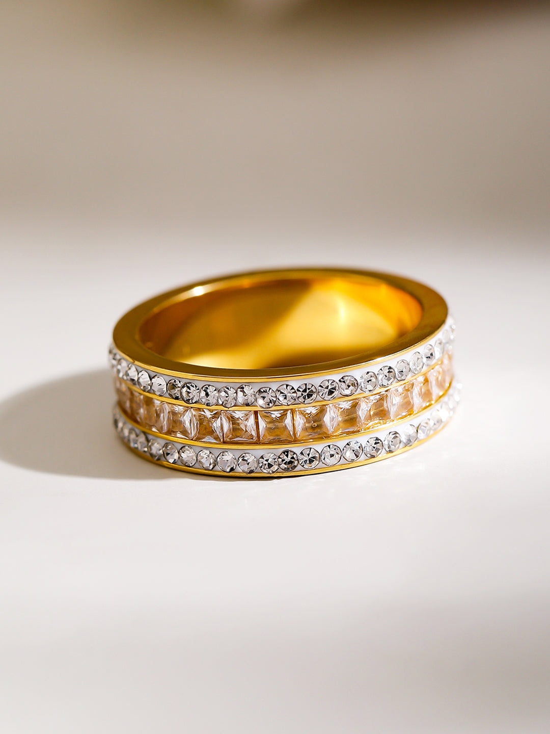 Square American Diamond Zirconia Enamelled Band