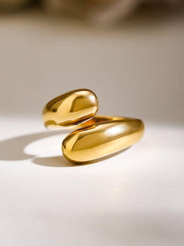 Rubans Voguish 18K Gold-Plated Stainless Steel Tarnish-Free Waterproof Demi-Fine Ring