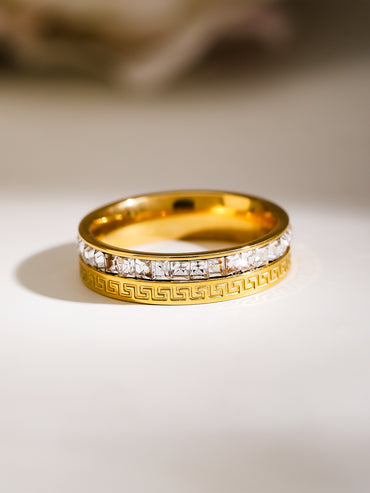 Gold plated American Diamond Zirconia Channel Set Men's Ring