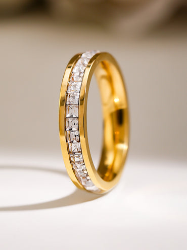 Gold Plated American Diamond Zirconia Eternity Band