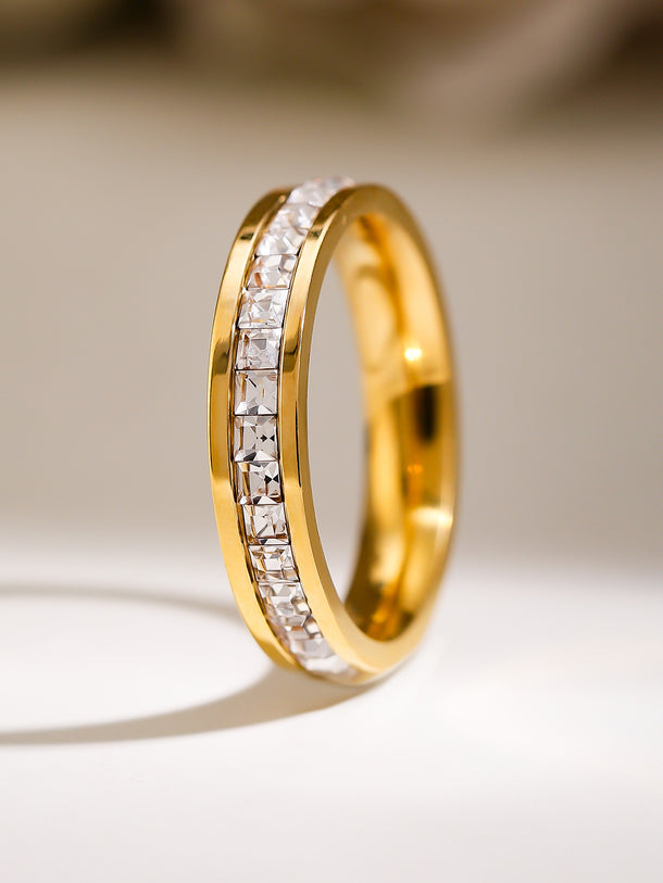 Gold Plated American Diamond Zirconia Eternity Band