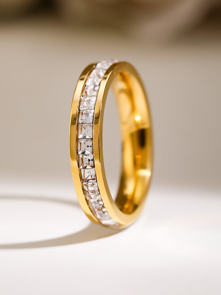 Gold Plated American Diamond Zirconia Eternity Band