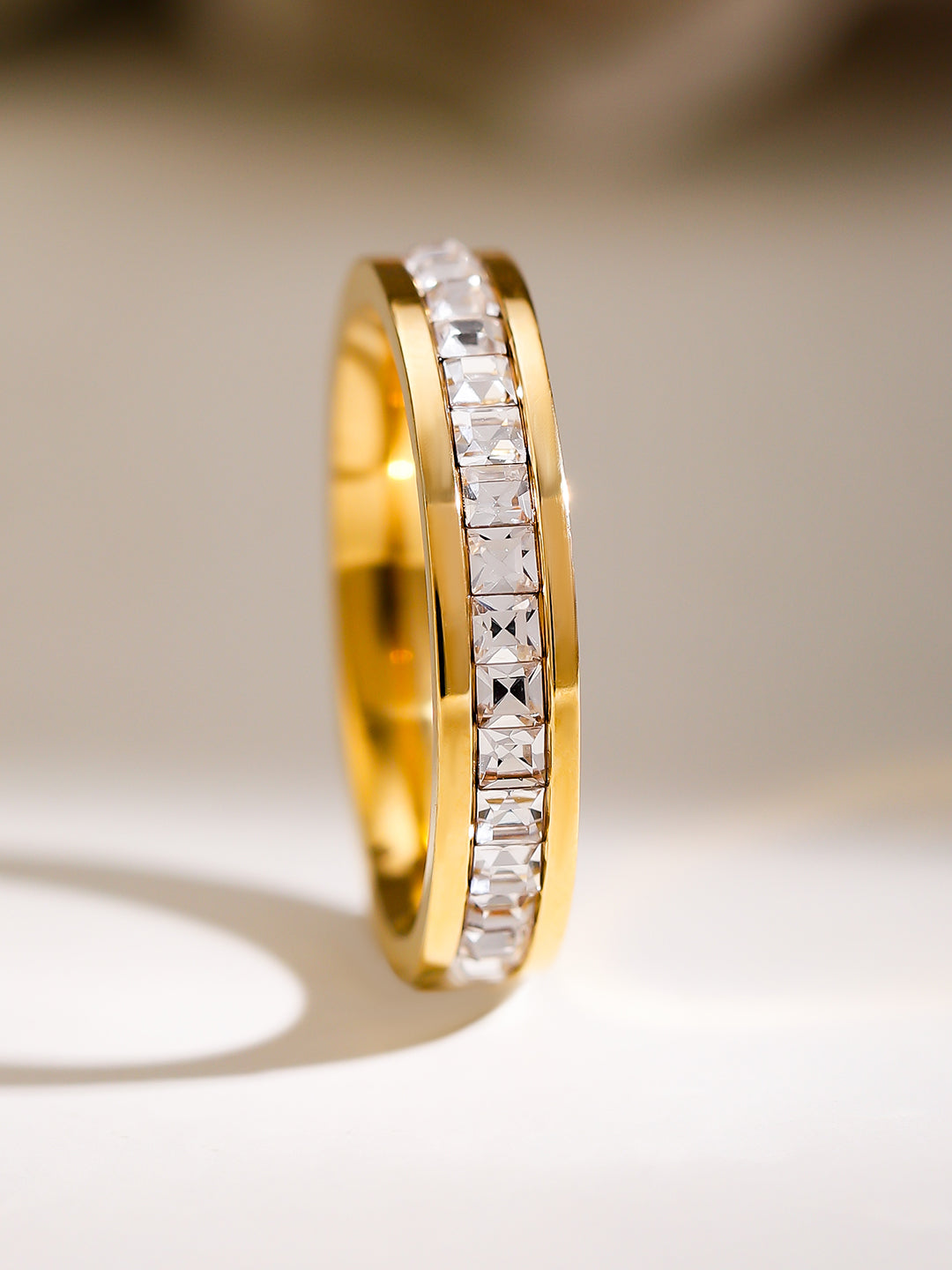 Gold Plated American Diamond Zirconia Eternity Band