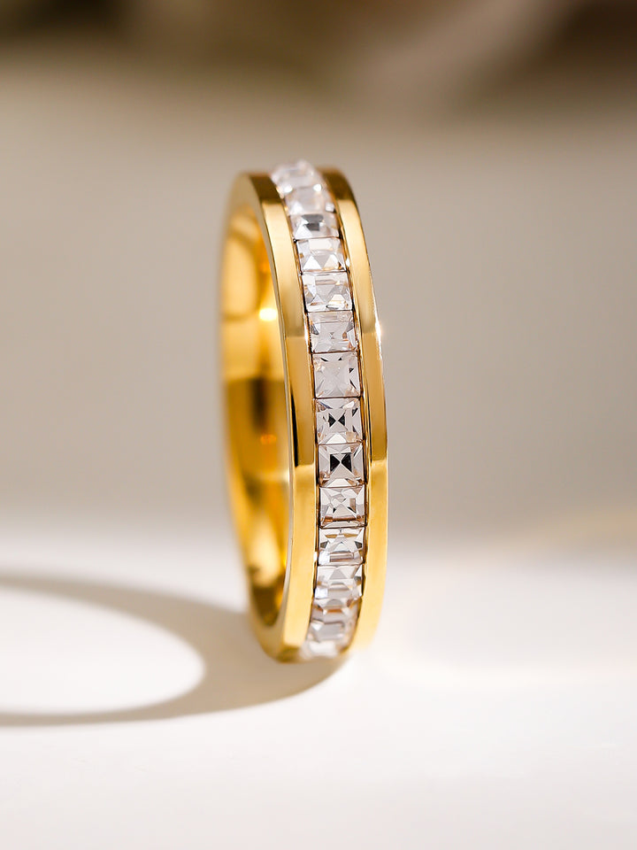 Gold Plated American Diamond Zirconia Eternity Band