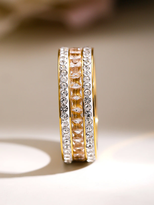 Gold Plated Champagne Radiance Crystal Band Ring