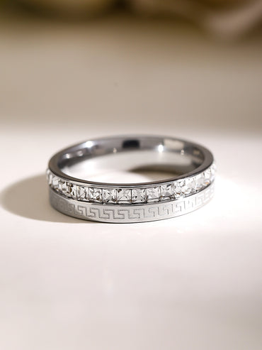 Rhodium plated American Diamond Zirconia Channel Set Men's Ring