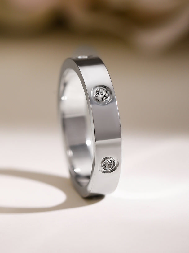 Rubans 925 Silver 18K Rose Gold Plated Red Heart Studded Charm Necklace