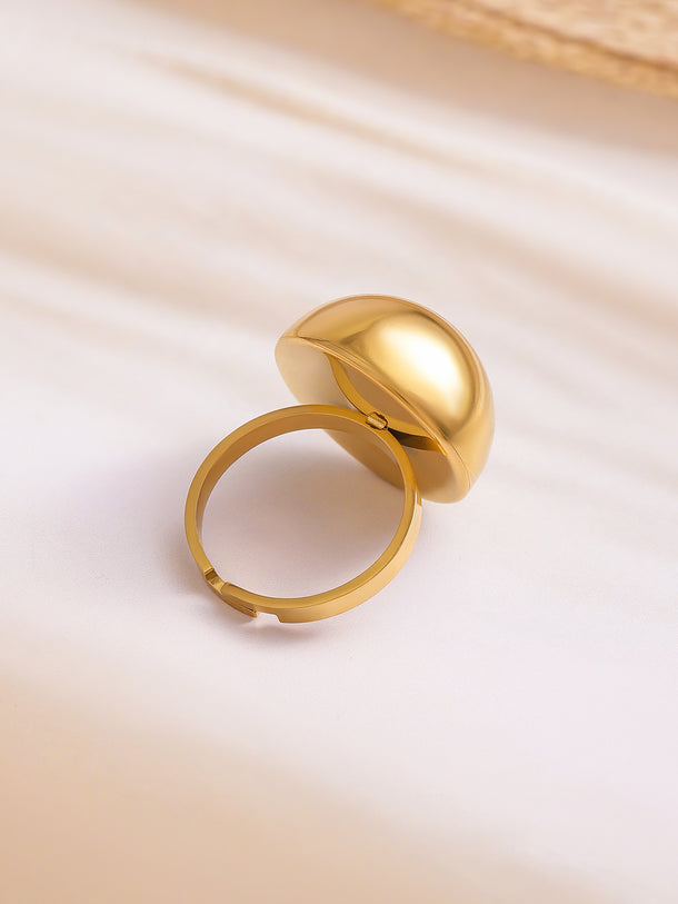 Rubans Voguish 18K Gold Plated Stainless Steel Tarnish-Free Waterproof Demi-Fine Adjustable Ring