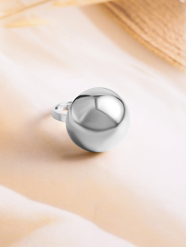 Rubans Voguish Silver Plated Stainless Steel Tarnish-Free Waterproof Adjustable Finger Ring