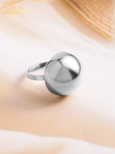 Rubans Voguish Silver Plated Stainless Steel Tarnish-Free Waterproof Adjustable Finger Ring
