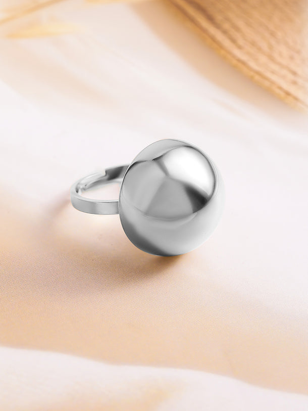 Rubans Voguish Silver Plated Stainless Steel Tarnish-Free Waterproof Adjustable Finger Ring