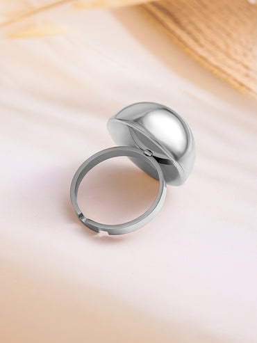 Rubans Voguish Silver Plated Stainless Steel Tarnish-Free Waterproof Adjustable Finger Ring