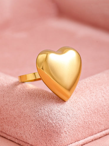 Rubans Voguish 18K Gold Plated Stainless Steel Tarnish-Free Waterproof Heart Design Adjustable Ring