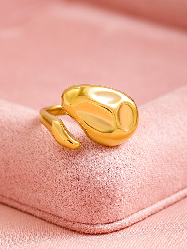 Rubans Voguish 18K Gold Plated Stainless Steel Tarnish-Free Waterproof Abstract Motif Ring