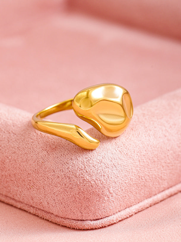 Rubans Voguish 18K Gold Plated Stainless Steel Tarnish-Free Waterproof Abstract Motif Ring