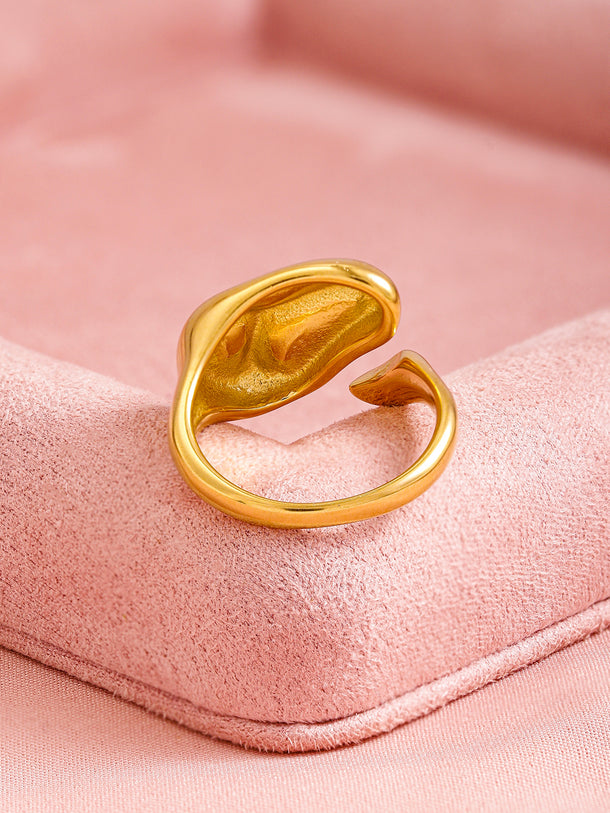 Rubans Voguish 18K Gold Plated Stainless Steel Tarnish-Free Waterproof Abstract Motif Ring