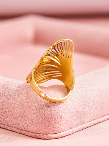 Rubans Voguish 18K Gold Plated Stainless Steel Tarnish-Free Waterproof Adjustable Ring