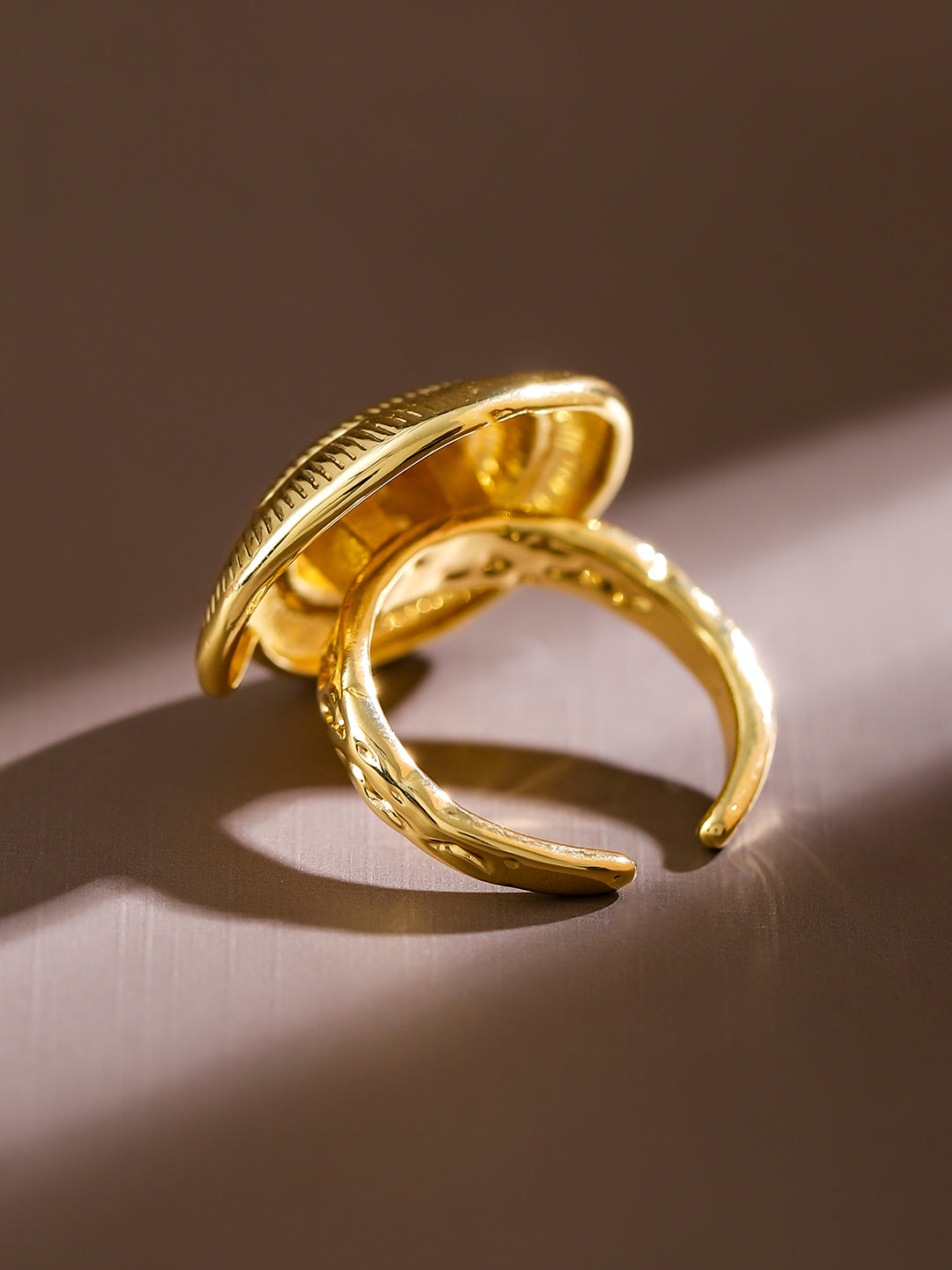 Rubans Voguish 18K Gold-Plated Adjustable Spiral Shell Motif Finger Ring