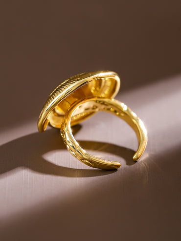 Rubans Voguish 18K Gold-Plated Adjustable Spiral Shell Motif Finger Ring