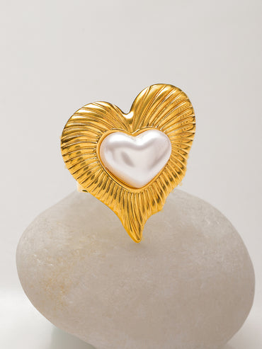 Heart Motif Gold Toned Statement Ring