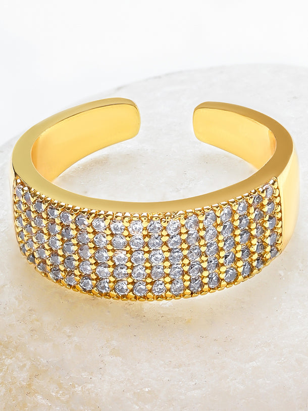 Pave Set Adjustable Gold Ring
