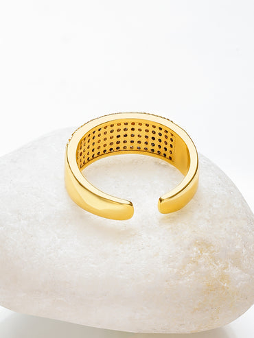 Pave Set Adjustable Gold Ring