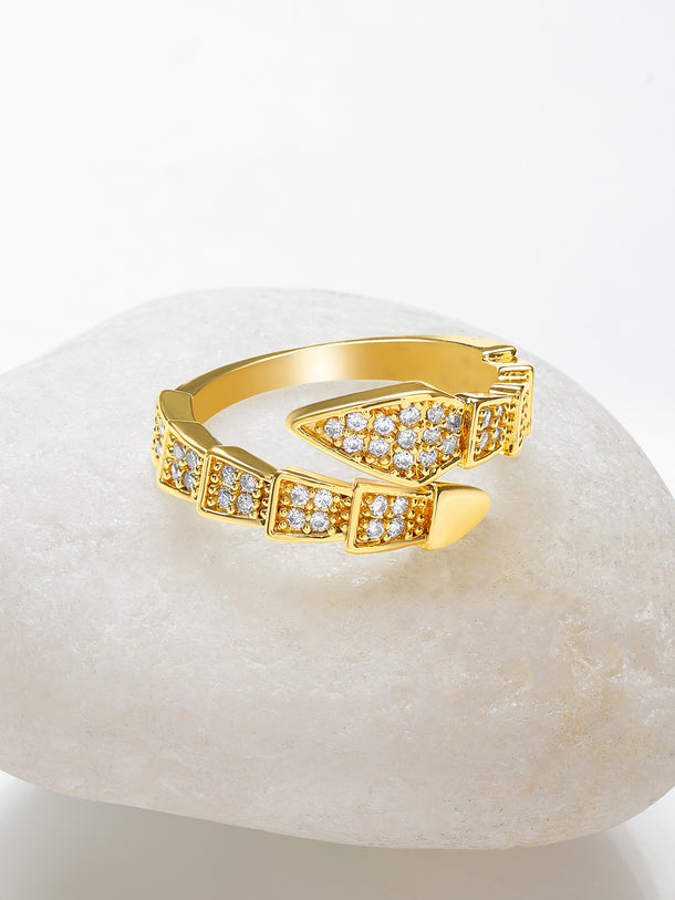 American Diamond Zirconia Gold Statement Ring