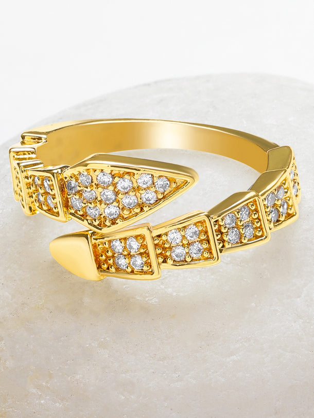 American Diamond Zirconia Gold Statement Ring