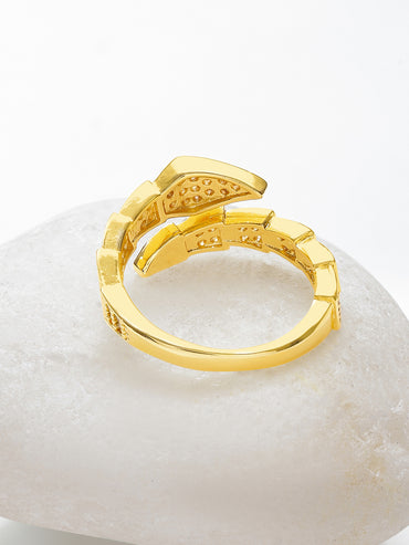 American Diamond Zirconia Gold Statement Ring